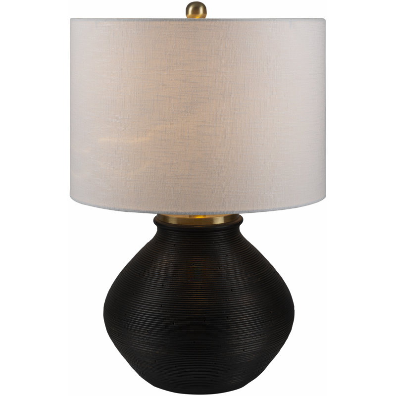 Bystrik 22" H Concrete Table Lamp, Black Base / White Shade