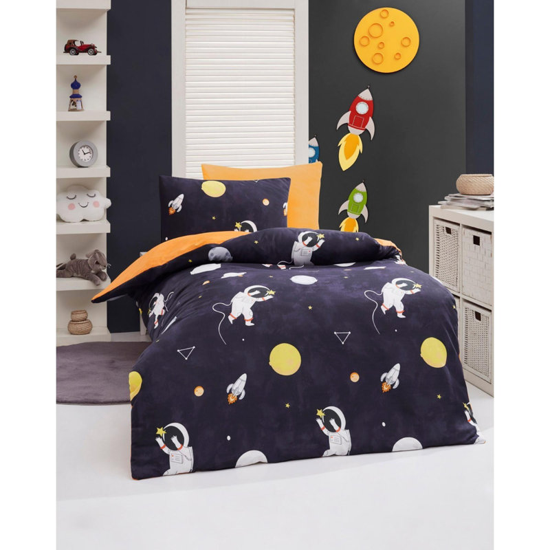 Ensemble de housse de couette luxueuse, 1 housse de couette (53,1 po x 78,7 po) et 1 taie d'oreiller (31,5 po x 31,5 po) | 65% coton et 35% polyester, lavable à la machine, fermeture à boutons, impression de pigments élégants, doux et durable