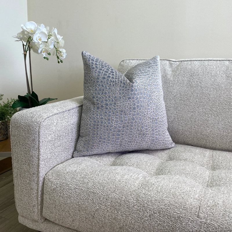 Pebbles Velvet Throw Pillow Cover, 22"H x 22"W, Blue/Cream Pebbles