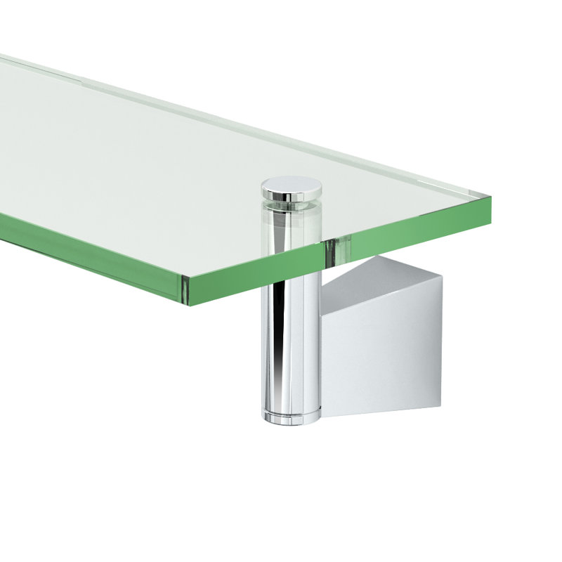 Bleu Wall Mount Rectangle Tempered Glass Shelf | Floating Shelf, Chrome