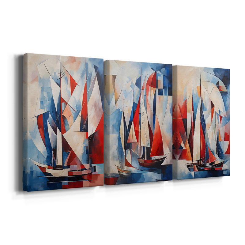 NAUTICAL Series CDXV III - Toile tendue avec châssis sur mesure - 3 pièces, H 12 po x l 24 po