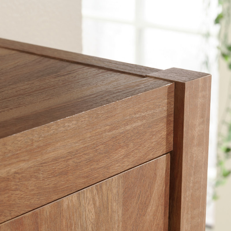Hutch With Hidden Storage, Brown Finish