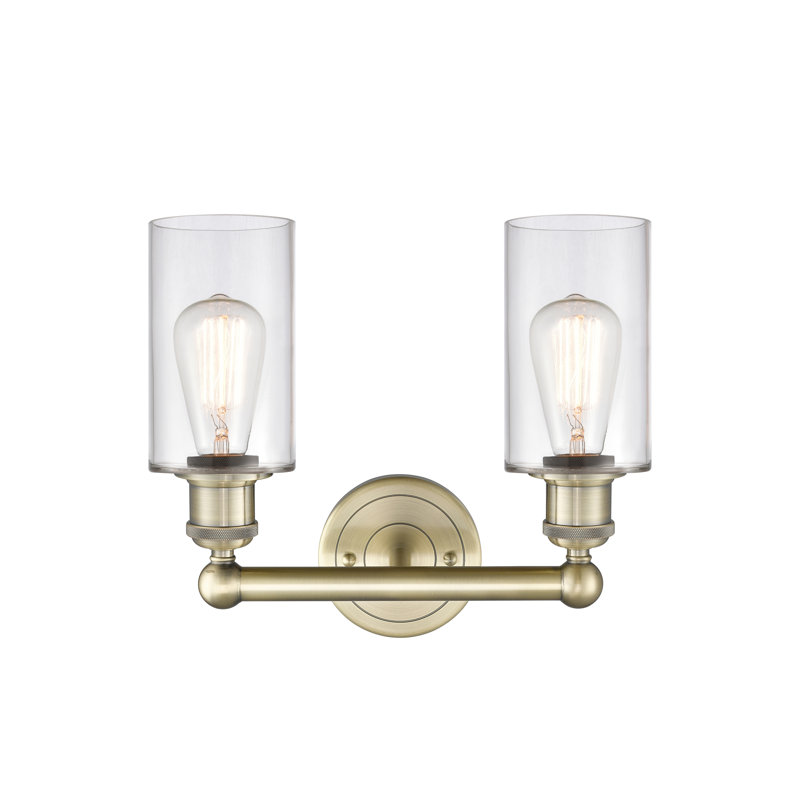 Caldello 2 - Light Dimmable Vanity Light, Clear, Antique Brass