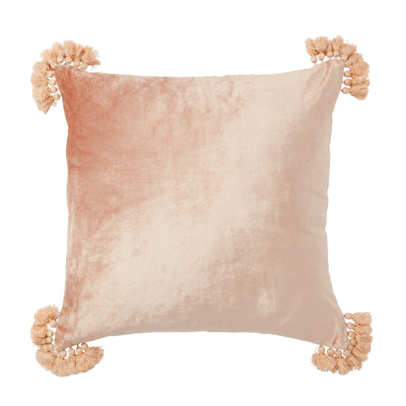Raj Velvet Square Pillow Cover & Insert, Taupe