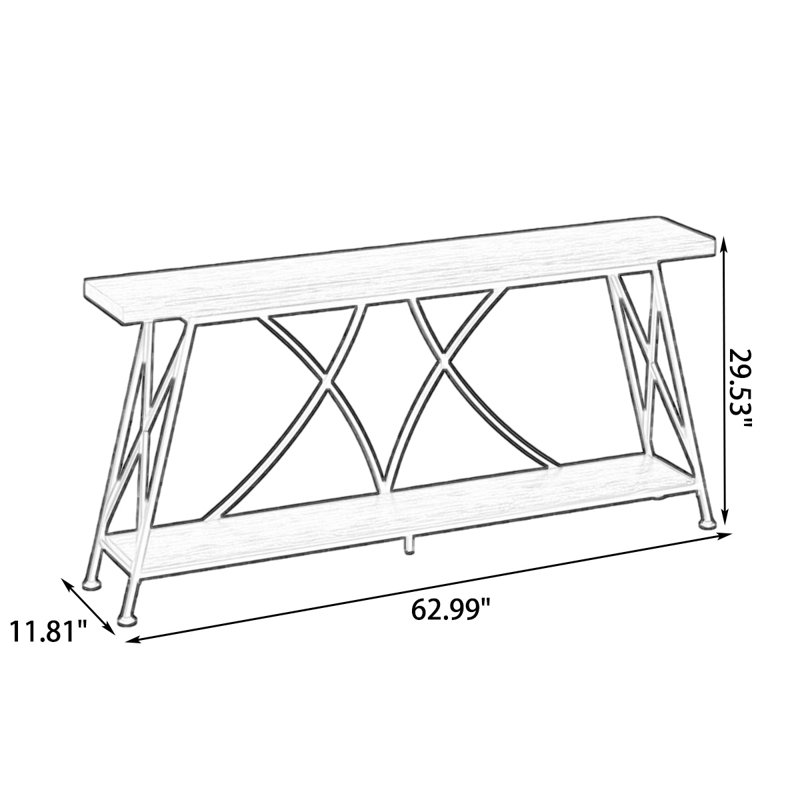 Console rectangulaire en bois massif brun, H 29,53 po x l 62,99 po x P 11,81 po