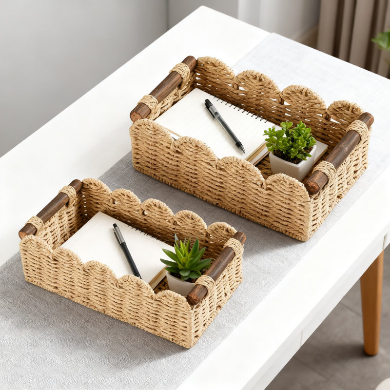 Handmade Paper Rope Storage Basket, Multipurpose Organizer Bin For Bathroom Toilet Tank Top, Living Room, Kitchen And Office