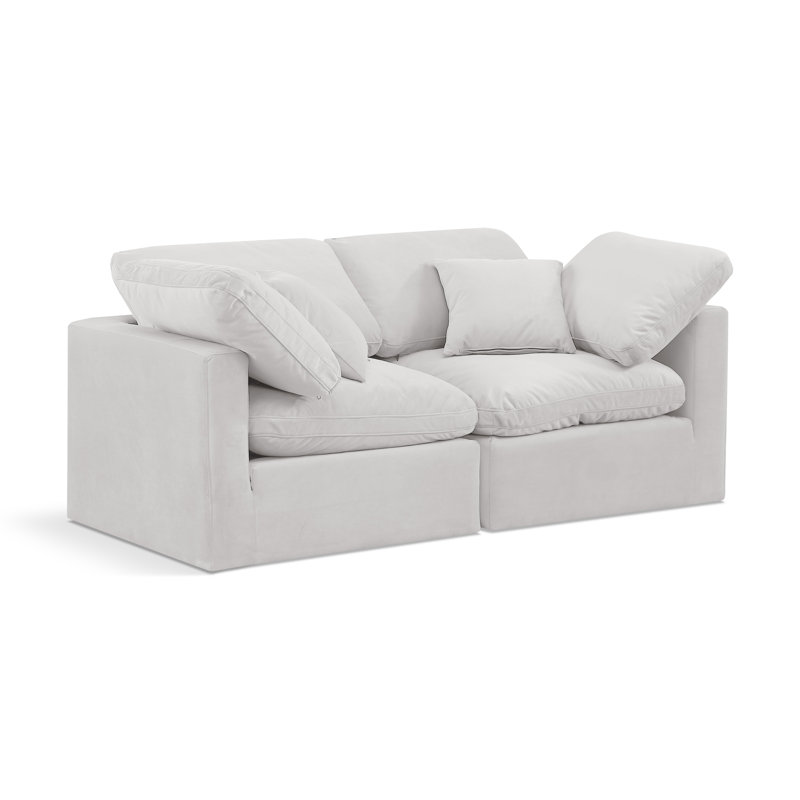 Itala 70'' Velvet Loveseat, Cream Velvet