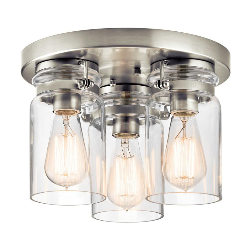 New Britain Glass Flush Mount, Brushed Nickel
