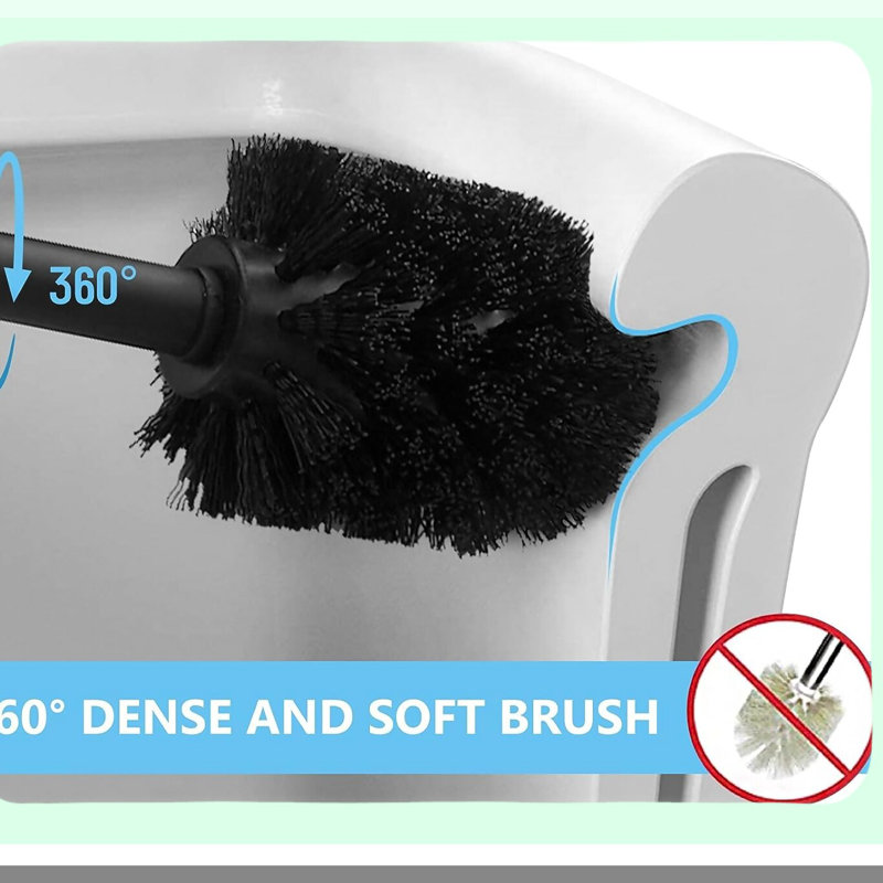 EcoClean Black Plastic Bowl Brush with Holder