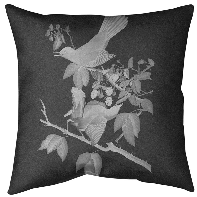 Coussin décoratif à motif d'oiseau de chat avec insert - Collection John James Audubon, double face et lavable, 16 po x 1 po