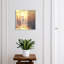 Decorative key box for wall, Opens to the left, 30x30x5, White, A person with an umbrella in the sunset light, 