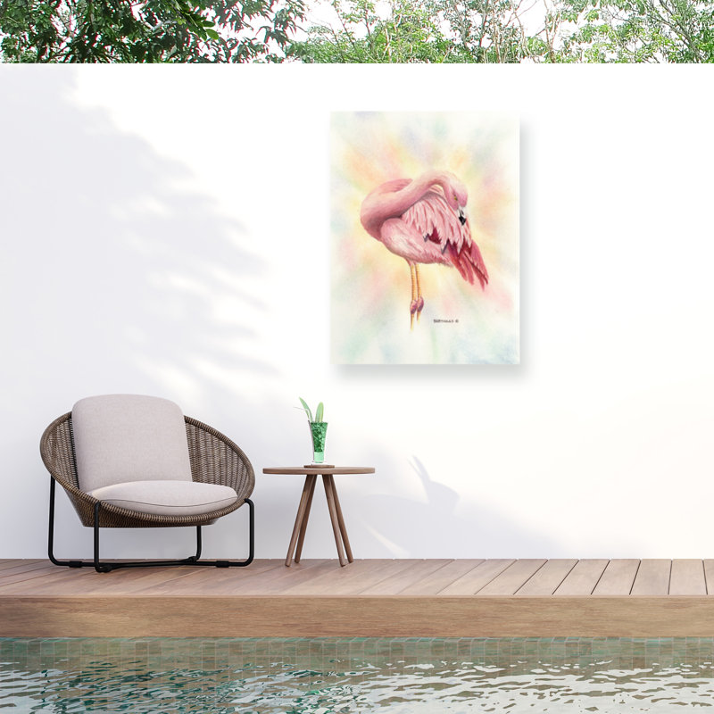 Dave Bartholet Flamingo Outdoor  Canvas, 24" H x 32" W