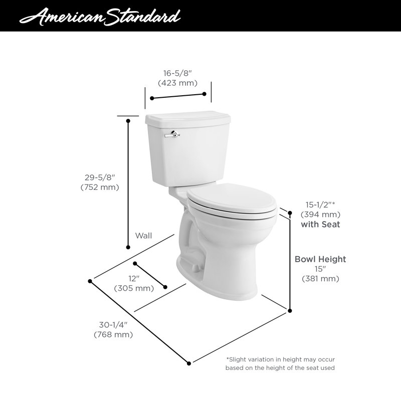 Toilette allongée deux pièces Champion 1,28 GPF (économe en eau) avec Everclean (siège non inclus), Blanc