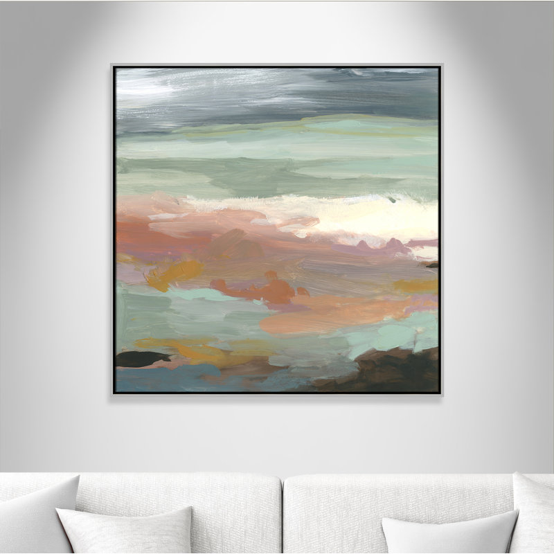 «Ocean Bluff» par Carol Robinson - reproduction d'art sur papier, H 37,5 po x l 37,5 po, Toile encadrée, Argent argent