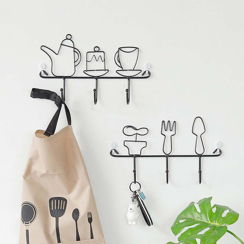 Metal Wall Organizer with Key Hooks