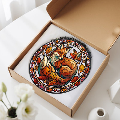 Panneau de vitrail Fox Autumn