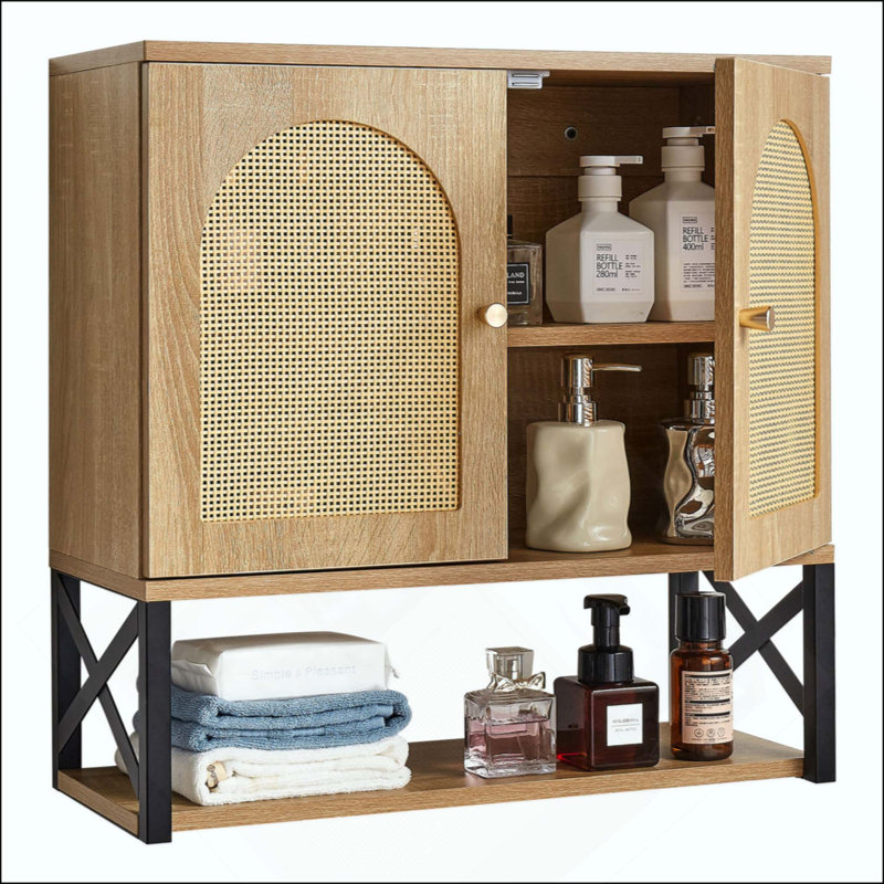 Armoire de salle de bain murale, armoire à pharmacie à placer au-dessus des toilettes avec tablette réglable, armoire de rangement suspendue à plusieurs niveaux pour salle de bain, cuisine et buanderie.