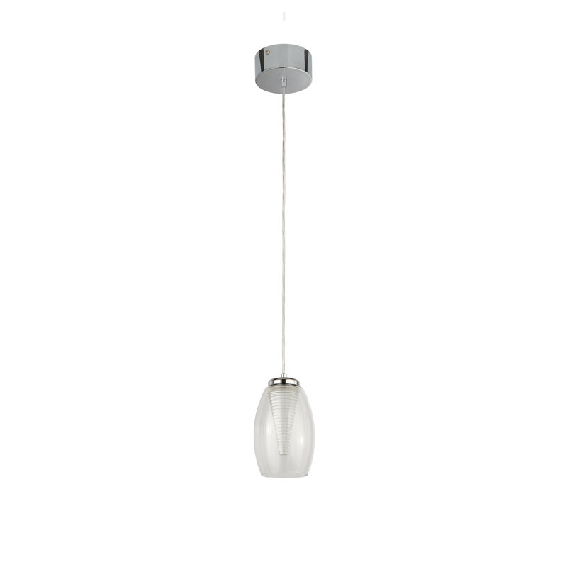Ruari 1 - Light Chrome LED Single Pendant, Clear