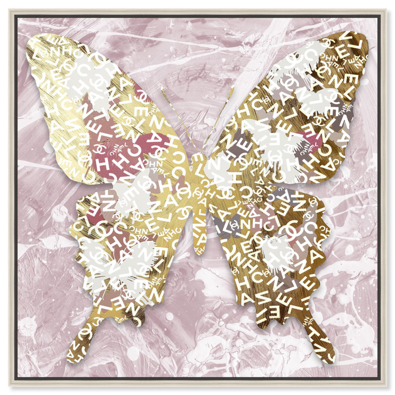 «Butterfly Graffiti Canvas Glam Fashion» par Art Remedy, Cadre argenté, H 13 po x l 13 po