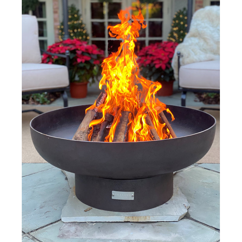Harrogate Steel Wood Burning Fire Pit with Lid & Grate