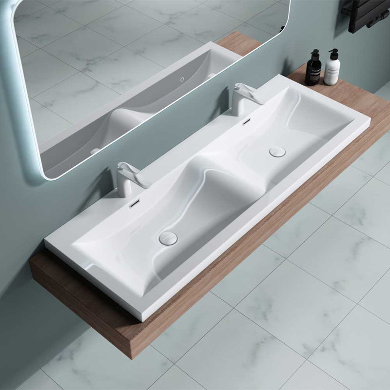 Durovin Bathrooms 480mm L x 1440mm W Natural Engineered Stone Rectangular Sink