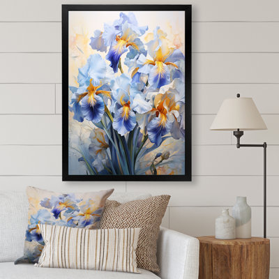 «Blue and Yellow Minimalisme Irises», reproduction d'art sur toile