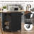 Farmhouse Rolling Kitchen Island With Drop Leaf, Kitchen Storage Cart With Drawer, Open Side Rack And Towel Rack,-1023983576