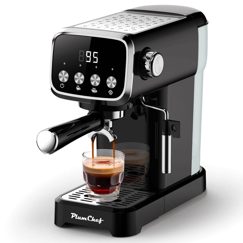 20Bar Slim Vertical Espresso Machine With Milk Frother, Built-In Cup Warmer, 43 Oz Detachable Tank, For Rich Espresso, Americano, Latte, Compact Space-Saving Design, Screen Button,Black