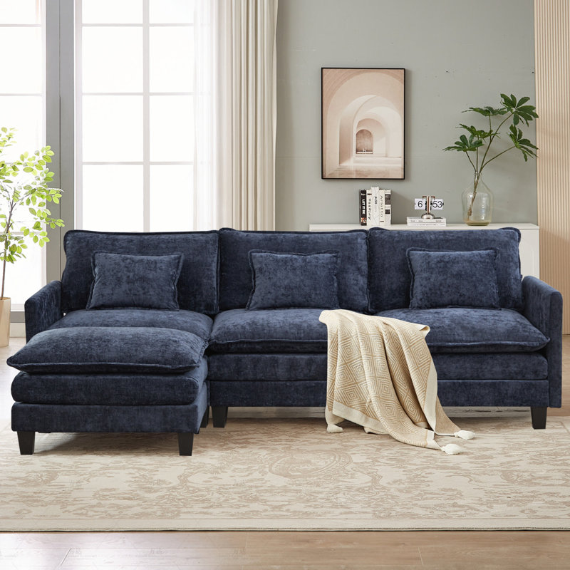 Jousha Upholstered L-Shaped Sectional Reversible, Blue