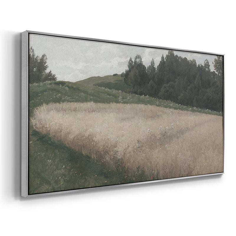 Série paysage - DCXLI- Toile tendue avec châssis tendue, prête à être accrochée, H 21 po x l 41 po, Argent argent