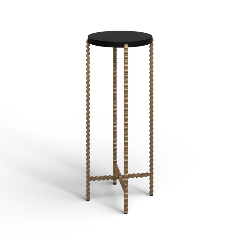 Zoa 21.75'' Tall End Table, Black Granite/Gold