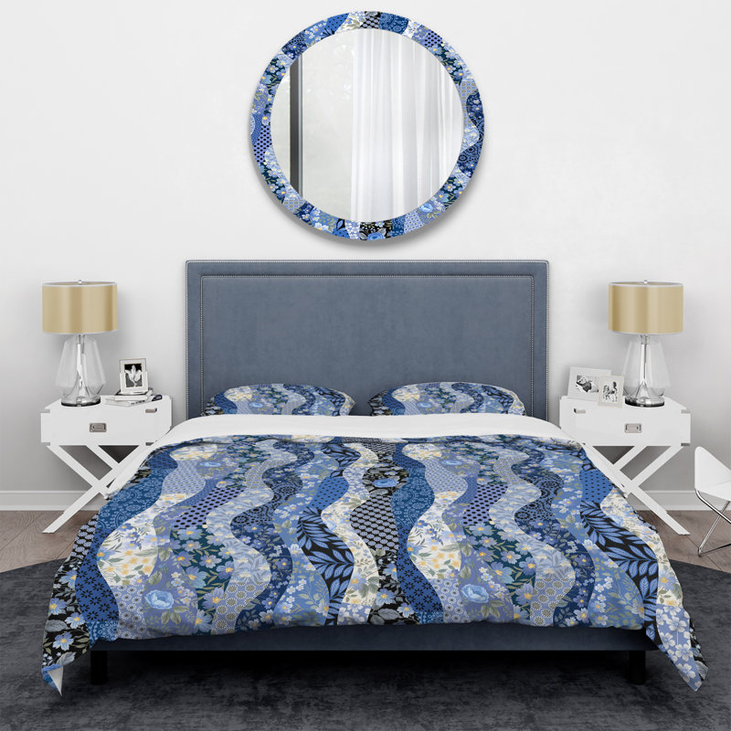 Blue Microfiber Duvet Cover Set, King Duvet Cover + 2 King Shams