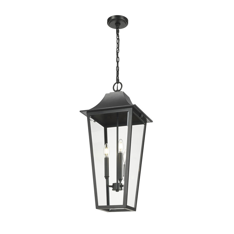 Plafonnier d'extérieur 3 lumières noir Ouen, H 87,5 po x l 12 po x P 12 po