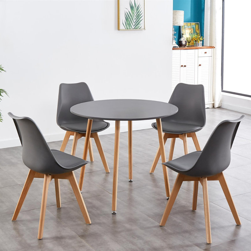 Round Dining Table, Grey, 75 cm H x 90 cm W x 90 cm D