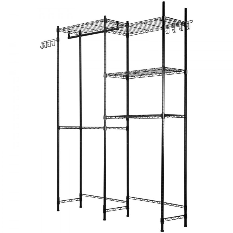 Over The Washer and Dryer Storage Shelf, 5 Tier Laundry Room Drying Rack with Hanger Rod and Hooks, Adjustable Over Washer and Dryer Shelves, Laundry Room Shelf Storage Space Saver