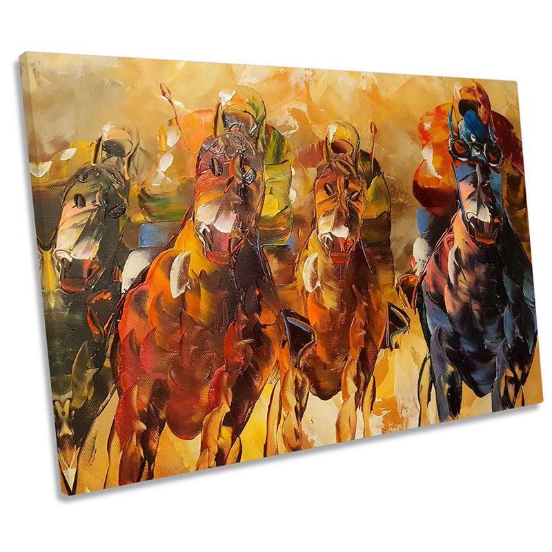 Horse Racing Jockeys - Wrapped Canvas Painting, 40.6cm H x 61cm W x 2cm D