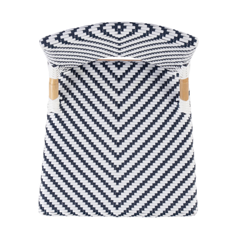 Creanly Rattan  Counter Stool, Navy Blue/White