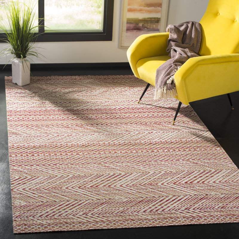 Sage Hooked Pink/White Indoor/Outdoor Rug, Rectangle 155 x 229 cm