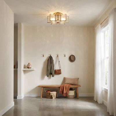 Plafonnier 2 lumières Putnam en laiton naturel