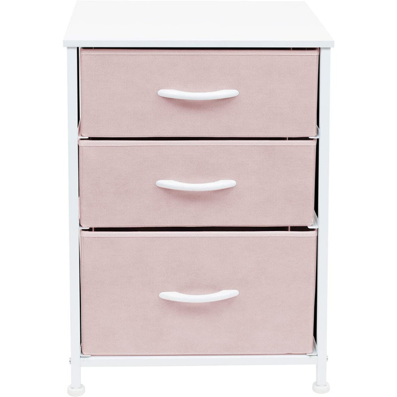 Table de chevet avec 3 tiroirs Sorbus, Rose