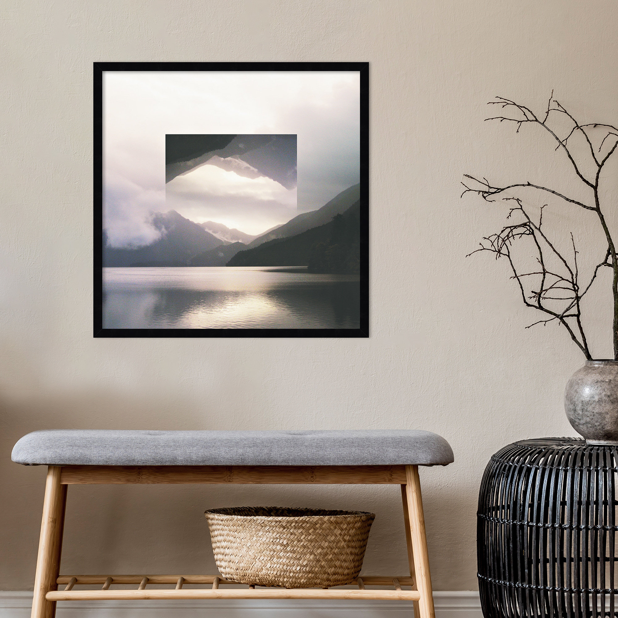 Reflected Landscape by Laura Marshall, Black, 25" H x 25" W x 1" D