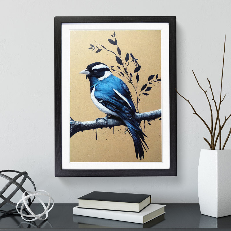 Handsome Bird - Single Picture Frame Painting, Black, 34cm H x 25cm W x 2cm D