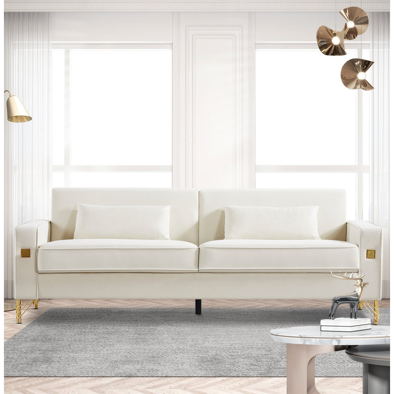 Canapé rembourré 85 po Canapé moderne 85 po, 100 % polyester blanc