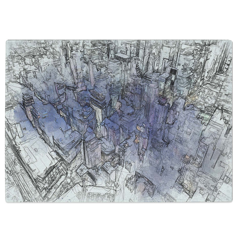 Tempered Glass Lights of New York City Chopping Board, 39 cm W x 28.5 cm L