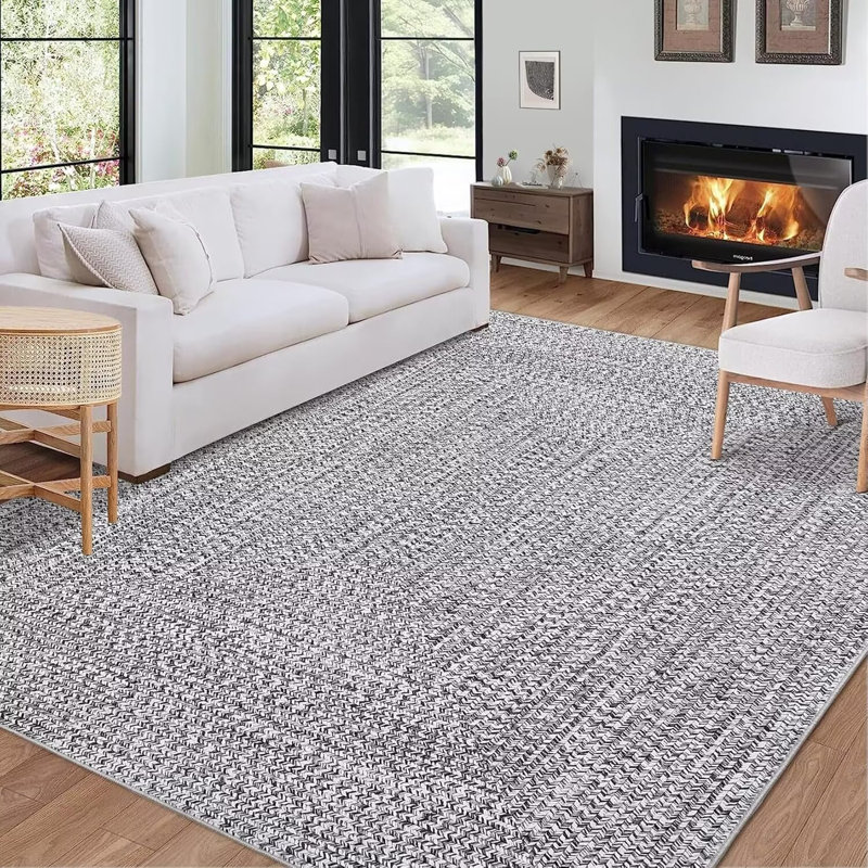 Modern Rugs for Bedroom Imitation Braided Pattern Soft Carpet, Rectangle 5' x 7'