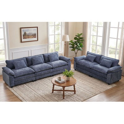2 Piece Modular Sectional Sofa Sets, Deep Seats Living Room Couch Set With Oversized 120" Sofa And 86" Loveseat