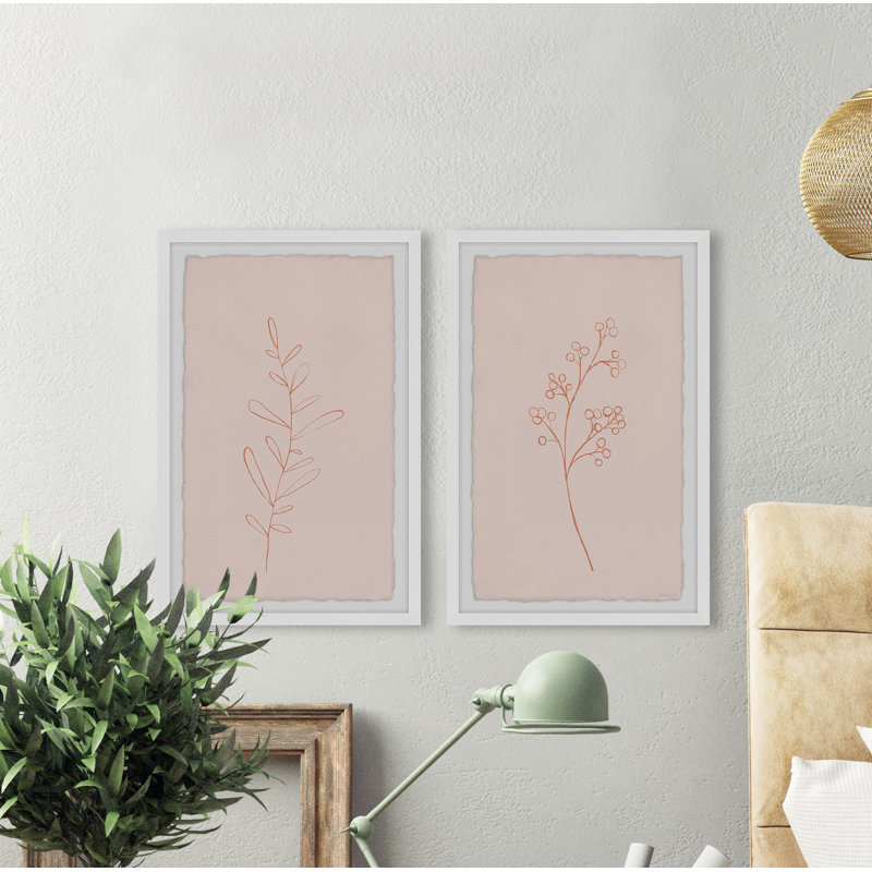 Saldivar Round Leaves by Marmont Hill - 2 Piece Single Picture Frame Print, 45cm H x 91cm W