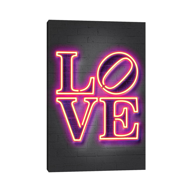"Love" par Octavio Mielu-impression d’art textuel, Pas de tapis, H 40 po x l 26 po x P 1,5 po, Toile tendue