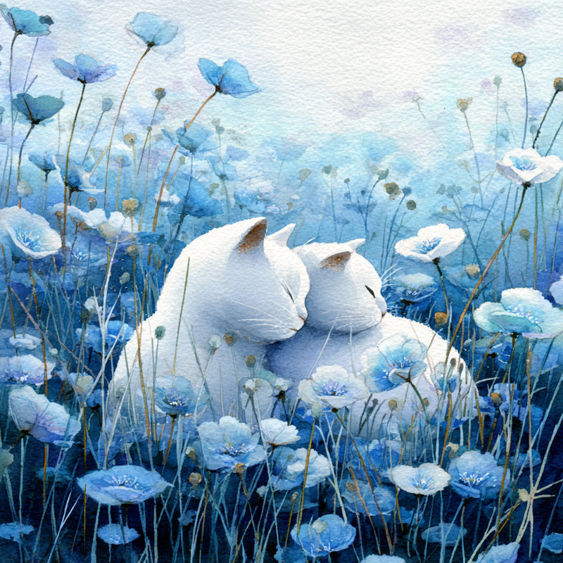 Art mural sur toile Tranquil Feline Garden, H 30 po x l 30 po, 1