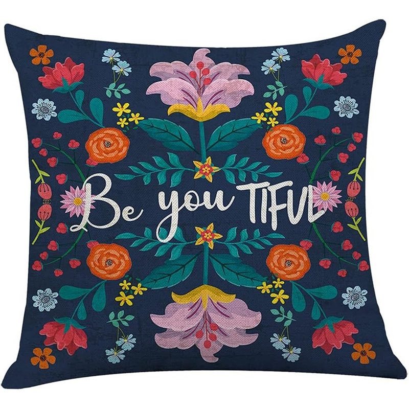 Housse de coussin en lin Golden Retriever, Fleur noire